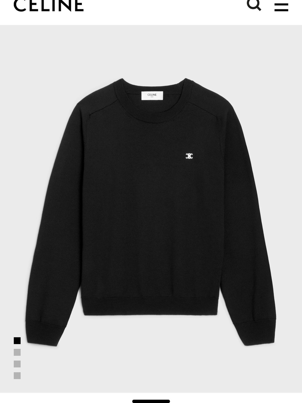 Celine Black Crewneck Sweater with Contrast Logo